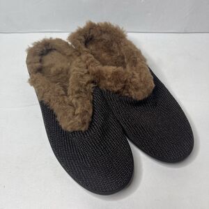 Arcopedico Brown Knit Slip On Fuzzy Comfort Slippers Shoes Womens Size 7